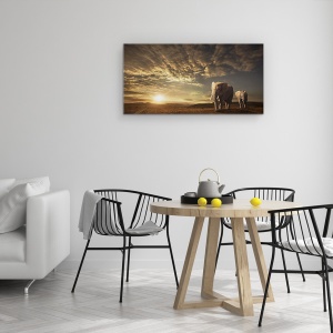 Tablou Canvas - Mersul Pe Jos in Savana, Elafanti, Africa, Safari, 50 x 100 cm - Img 4