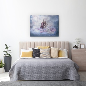 Tablou canvas - Muzica Sufletului, Culori Pastelate, Vioara, Instrument, 60 x 80 cm - Img 3