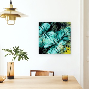 Tablou canvas - Natura, Frunza, Galben-Verde, Pictura Ii, 90 x 90 cm - Img 4