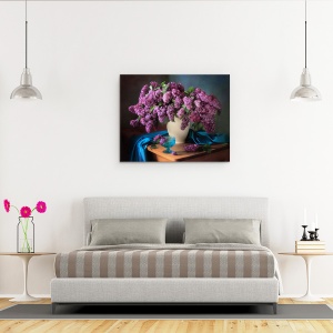 Tablou Canvas - Natura Moarta Cu Liliac Parfumat, Violet, Vaza, 40 x 50 cm - Img 3
