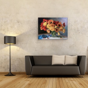 Tablou Canvas - Natura Moarta Cu Un Buchet de lalele, 50 x 70 cm - Img 2