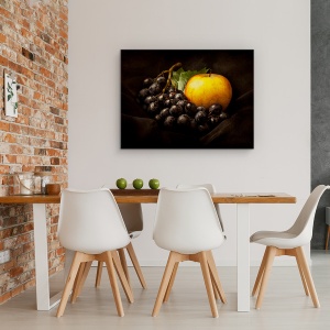 Tablou canvas - Natura Moarta, Mar, Fructe, Struguri, Vara, Intuneric, 60 x 80 cm - Img 4
