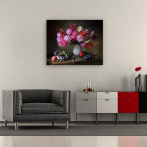 Tablou Canvas - Natura Moarta, Vara, Struguri, Boabe, Fructe De Padure, Ulcior, 40 x 50 cm - Img 2