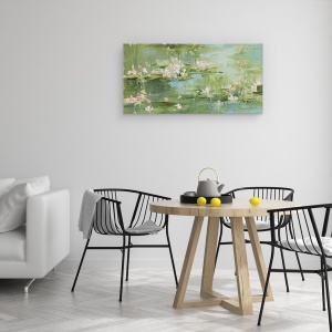 Tablou canvas - Natura, Nufar, Lac, Roz, Pictura, 50 x 100 cm - Img 4