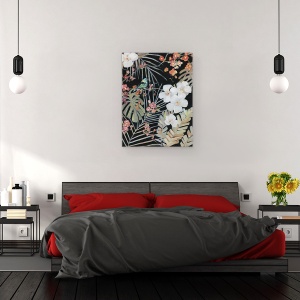 Tablou canvas - Natura, Plante, Frunze, Flori, Animale, Pasare, Pictura Ii, 60 x 80 cm - Img 3