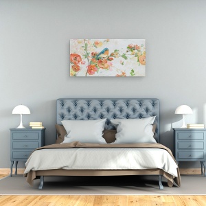 Tablou canvas - Natura, Ramura De Copac, Floare, Pasare, Pictura, 50 x 100 cm - Img 3