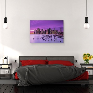Tablou canvas - New York Apus De Soare Violet, Noapte, Arhitectura, Peisaj Urban, Cer, 40 x 60 cm - Img 3