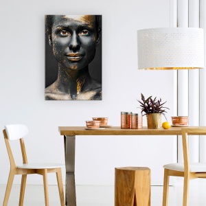 Tablou Canvas - Noapte, Fata, Drept, Aur, Vopsea, 80 x 120 cm - Img 4