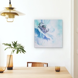 Tablou Canvas - Nuante De Albastru, Floare, Moale, Turcoaz, Petala, Patrat, 90 x 90 cm - Img 4
