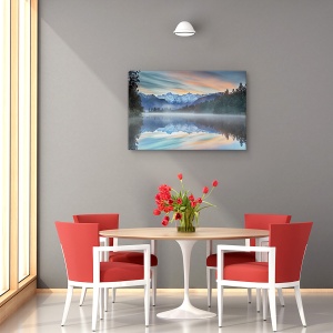 Tablou canvas - Nuante pastelate, Peisaj, Ghetar, Padure, Copaci, 80 x 120 cm - Img 4