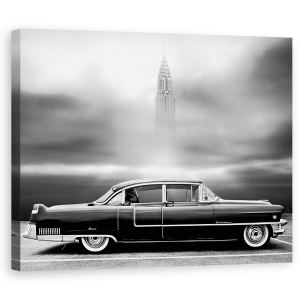 Tablou canvas - O Fisura In Lume, Editare Creativa, Alb-Negru, Clasic, Masina, Vechi, 60 x 75 cm
