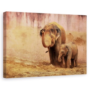 Tablou canvas - O Incantare Cereasca, Elefanti, Praf, Murdarie, Nisip, 80 x 120 cm