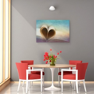 Tablou canvas - O Poveste De Dragoste, Carte, Vintage, Inima, Foaie, 80 x 120 cm - Img 4