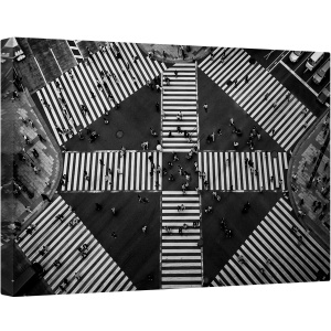 Tablou canvas - Oameni Care Traverseaza, Tokyo, Oras, Urbana, Alb-Negru, Oameni, Japonia, 40 x 60 cm