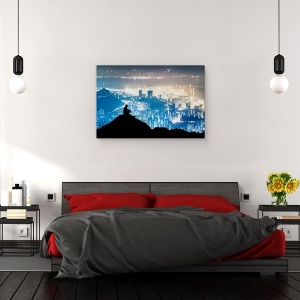 Tablou canvas - Observand Orasul, Noapte, Oras, Peisaj Urban, Silueta, Excursie, 80 x 120 cm - Img 3