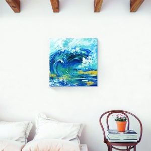 Tablou decorativ modern living cu val abstract oceanic pe canvas 60x60 cm