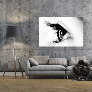 Tablou decorativ canvas macro ochi alb-negru 80x120 cm