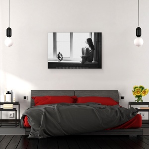 Tablou canvas - Oglinda, Fata, Fereastra, Femeie, 80 x 120 cm - Img 3