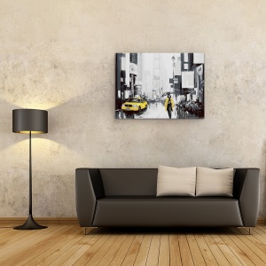 Tablou canvas - Oras, Cladiri, New York, Oameni, Taxi, Ploaie, Pictura II, 50 x 70 cm - Img 2