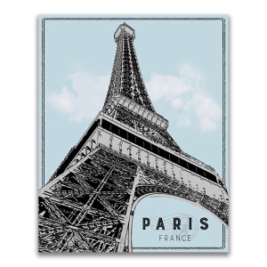 Tablou Canvas - Oras, Paris, Turnul Eiffel, Albastru, 60 x 75 cm - Img 1