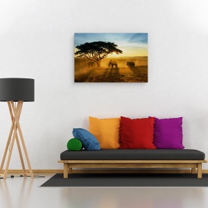 Tablou canvas - Orasul Matinal Al Elefantilor, Trio, Grup, Soare, 40 x 60 cm - Img 2