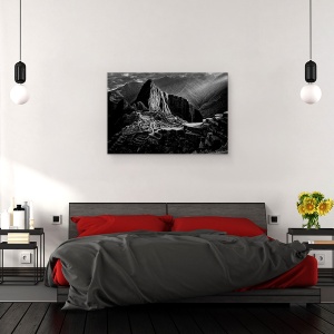 Tablou canvas - Orasul Pierdut Al Incasilor, Peru, Macchu Picchu, Alb-Negru, Istorie, 40 x 60 cm - Img 3