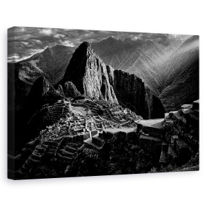 Tablou canvas - Orasul Pierdut Al Incasilor, Peru, Macchu Picchu, Alb-Negru, Istorie, 80 x 120 cm