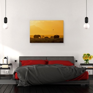 Tablou canvas - Pace, Elefant, Africa, Familie, Apus De Soare, 80 x 120 cm - Img 3