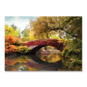 Tablou Canvas - Padure, Copaci, Pod, Lac, Frunze, Toamna, Natura, Peisaj, 75 x 100 cm