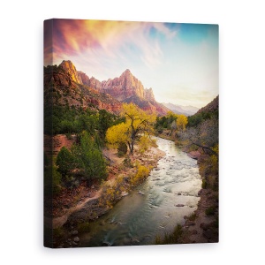 Tablou canvas - Parcul National Zion, Utah, Apus De Soare, Rau, 75 x 100 cm