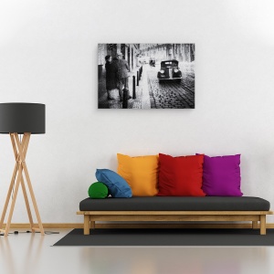 Tablou canvas - Pas Inapoi In Timp, Ploaie, Ploaie, Fereastra, Strada, Vintage, 40 x 60 cm - Img 2