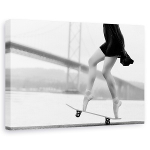 Tablou canvas - Patinatoarea, Balerina, En-Pointe, Skateboard, Urban, Balet, 60 x 90 cm