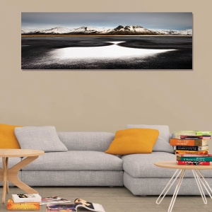 Tablou decorativ peisaj iarnă multicolor pe canvas 40x80
