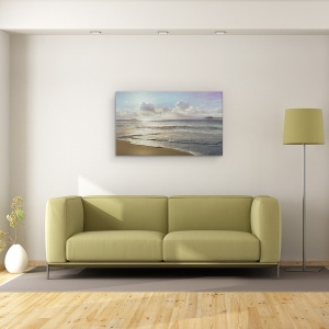 Tablou canvas - Peisaj, Natura, Mare, Nisip, Valuri, Apus De Soare, Raze De Soare, 50 x 80 cm - Img 2