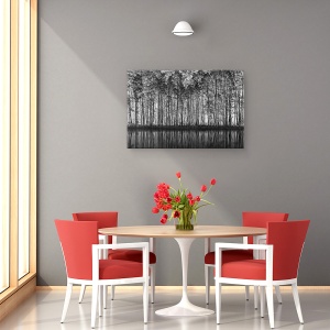 Tablou canvas - Peisaj Pointilismului, Peisaj, Copac, Padure, Padure, Alb-Negru, 60 x 90 cm - Img 4