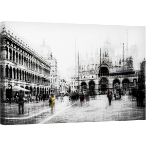 Tablou canvas - Piazza San Marco, Alb-Negru, Italia, 50 x 80 cm