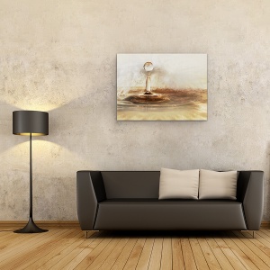 Tablou canvas - Picaturi Si Pene De Aur, Macro, Pana, Apa, 75 x 100 cm - Img 2