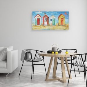Tablou canvas - Plaja, Coliba, Colorat, Pictura, 50 x 100 cm - Img 4
