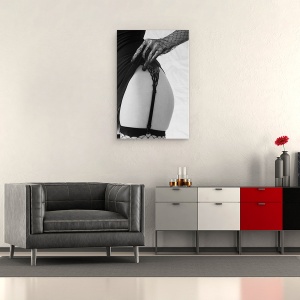 Tablou canvas - Plasa, Intim, Monocrom, Feminin, Curbe, Dantela, 60 x 90 cm - Img 2