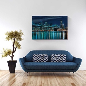 Tablou Canvas - Podul Brooklyn noaptea I, 80 x 120 cm - Img 2
