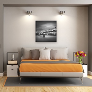 Tablou Canvas - Podul Mileniului, Alb-Negru, Arhitectura, Raul Tamisa, 60 x 60 cm - Img 3