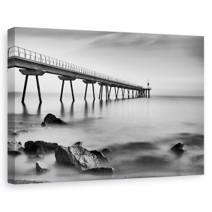 Tablou canvas - Podul Petroli, Pod, Pier, Debarcader, Alb-Negru, 80 x 120 cm