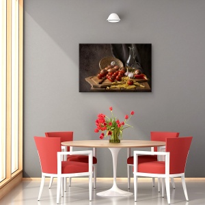 Tablou canvas - Pofta buna!, Natura moarta, Compozitie, Rosie, Bucatarie, 80 x 120 cm - Img 4