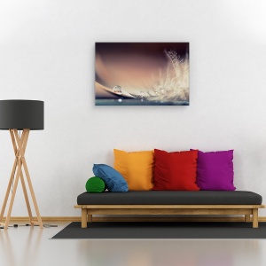 Tablou canvas - Povestea picaturilor, Flori, Pene, Moale, Delicat, 80 x 120 cm - Img 2