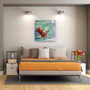 Tablou Canvas - Preludiu, Subacvatice, Muzica, Instrument, Suprafata, 90 x 90 cm - Img 3
