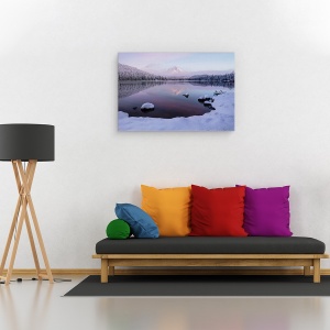 Tablou canvas - Prima Zapada Intalneste Prima Lumina 2, Lac, Rasarit De Soare, Peisaj, Reflectie, 80 x 120 cm - Img 2