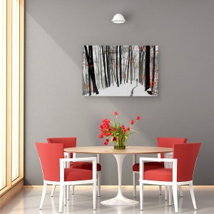 Tablou canvas - Prin Toamna Si Iarna, Padure, Copaci, Ceata, Frunze, Iarna, 40 x 60 cm - Img 4