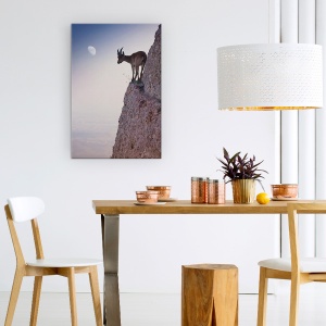 Tablou Canvas - Printr-Un Buchet De Flori, Fauna Salbatica, Ibex, Cer, Capra De Munte, Margine, 60 x 90 cm - Img 4
