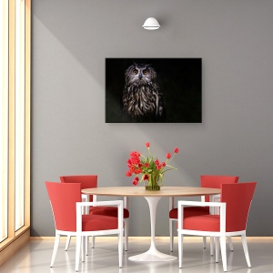 Tablou canvas - Printul Noptii, Pasare, Bufnita, Noapte, Ochi, Animal, 80 x 120 cm - Img 4