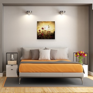 Tablou canvas - Privind Soarele, Floare, Camp, Soare, Rosu, Peisaj, 60 x 60 cm - Img 3